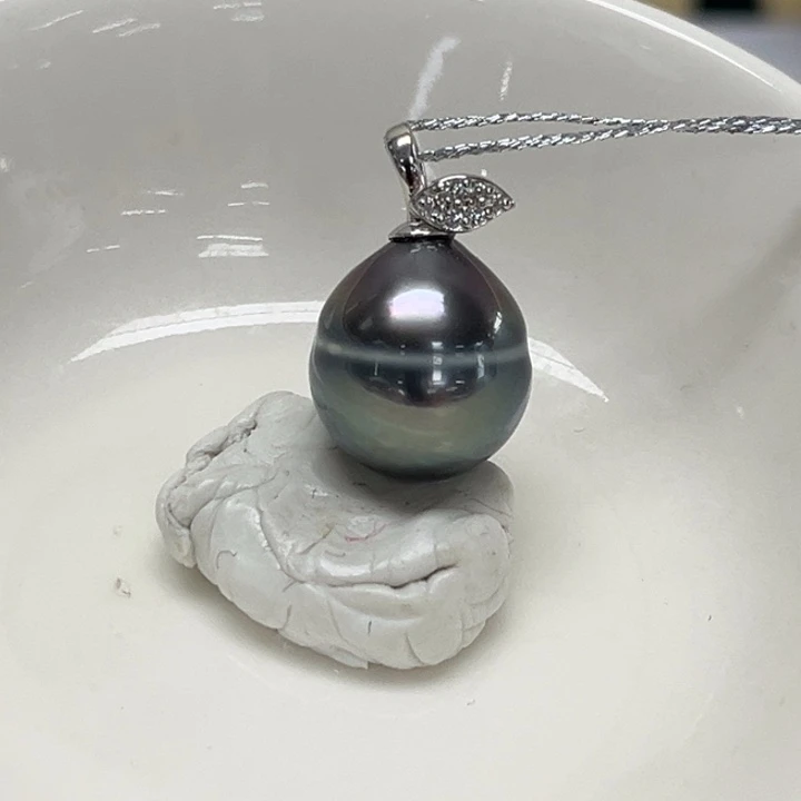 银S925镶嵌海水珍珠颈饰12-13mm 大溪地 21号