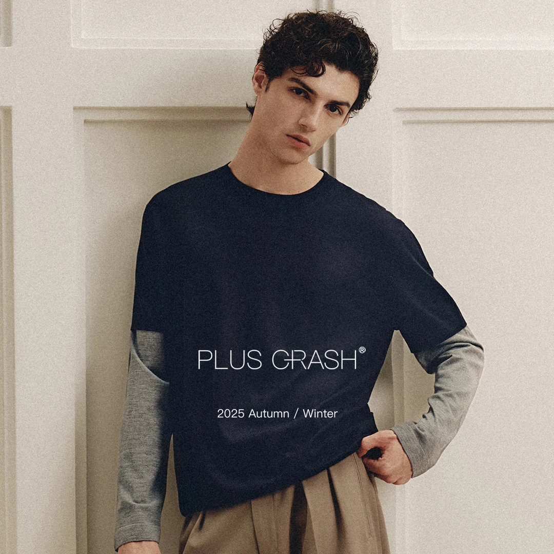 PLUS CRASH极细100%羊毛秋冬拼接假两件长袖针织衫打底衫男女同款