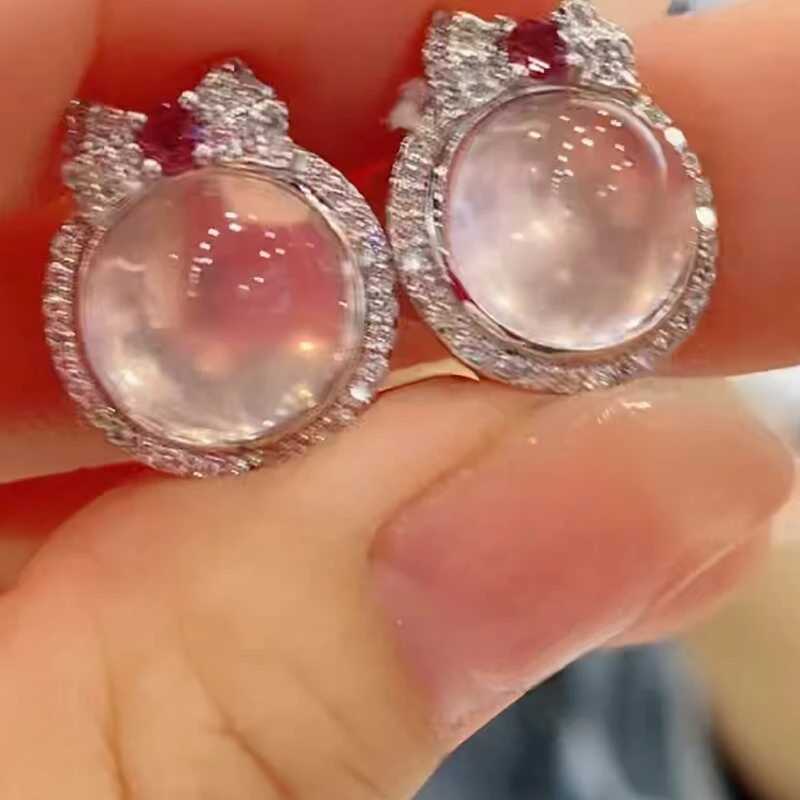 粉水晶耳钉S925银9.21/136