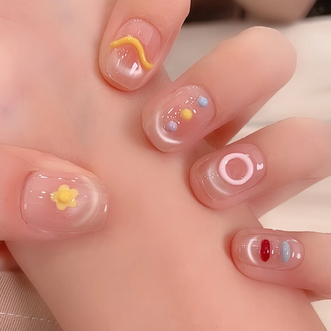 【小甜豆】夏季新款温柔甜美冰透ins风纯手工穿戴甲