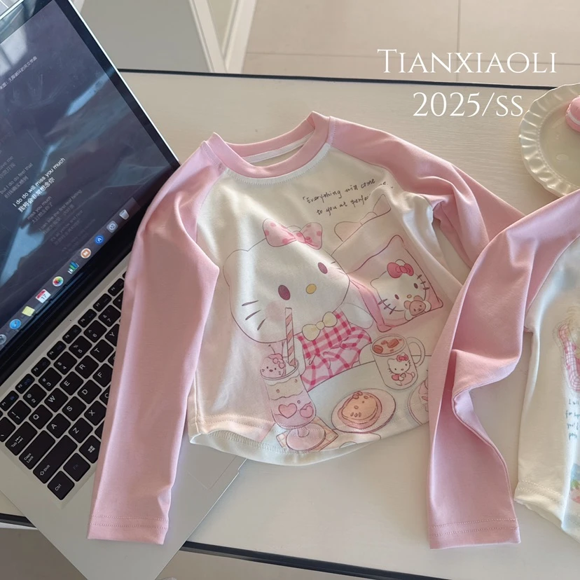 【田小里】25春~女童韩版印花T恤8039