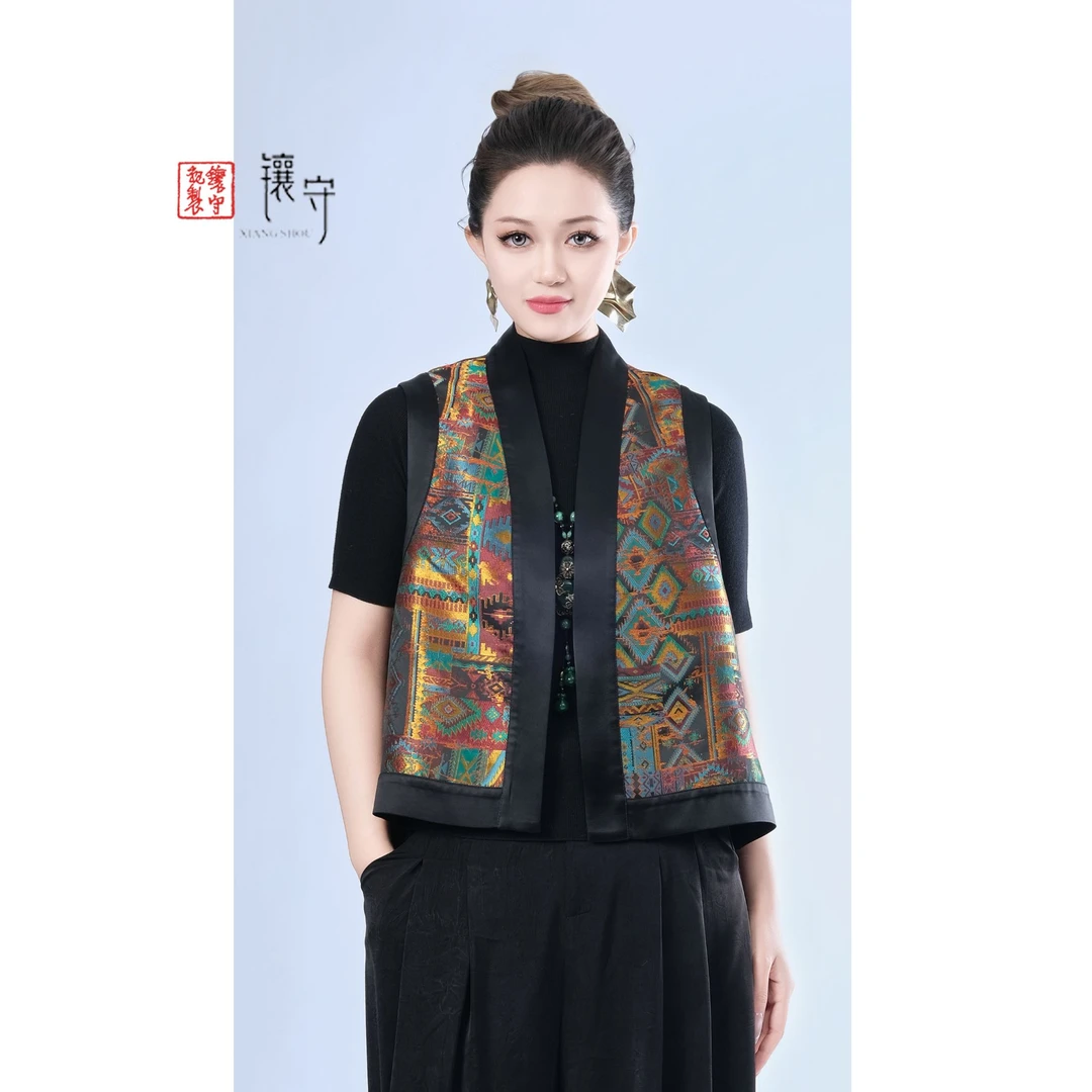 【镶守·初夏】春季双面穿刺绣轻奢休闲时尚百搭宽松马甲G3299-1金鱼