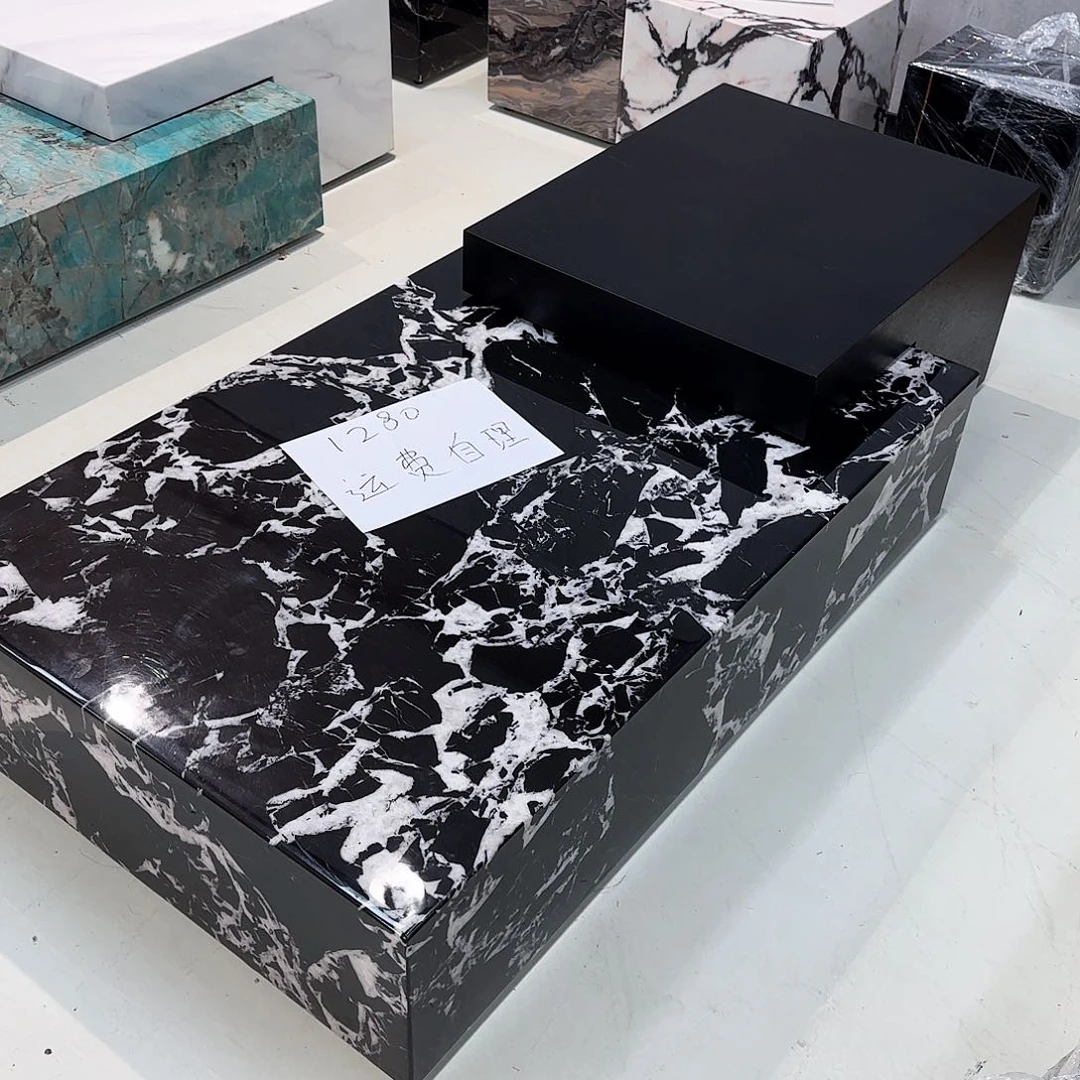 大理石落地7字茶几 运费自理