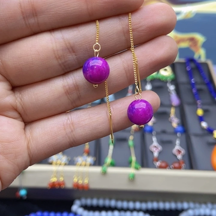 玛瑙/玉髓耳钉银S925镶嵌405