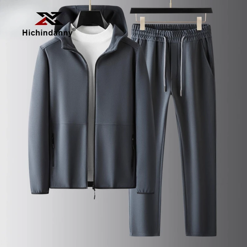 HICHIN男士长袖休闲运动套装春秋季新款两件套连帽卫衣宽松休闲裤