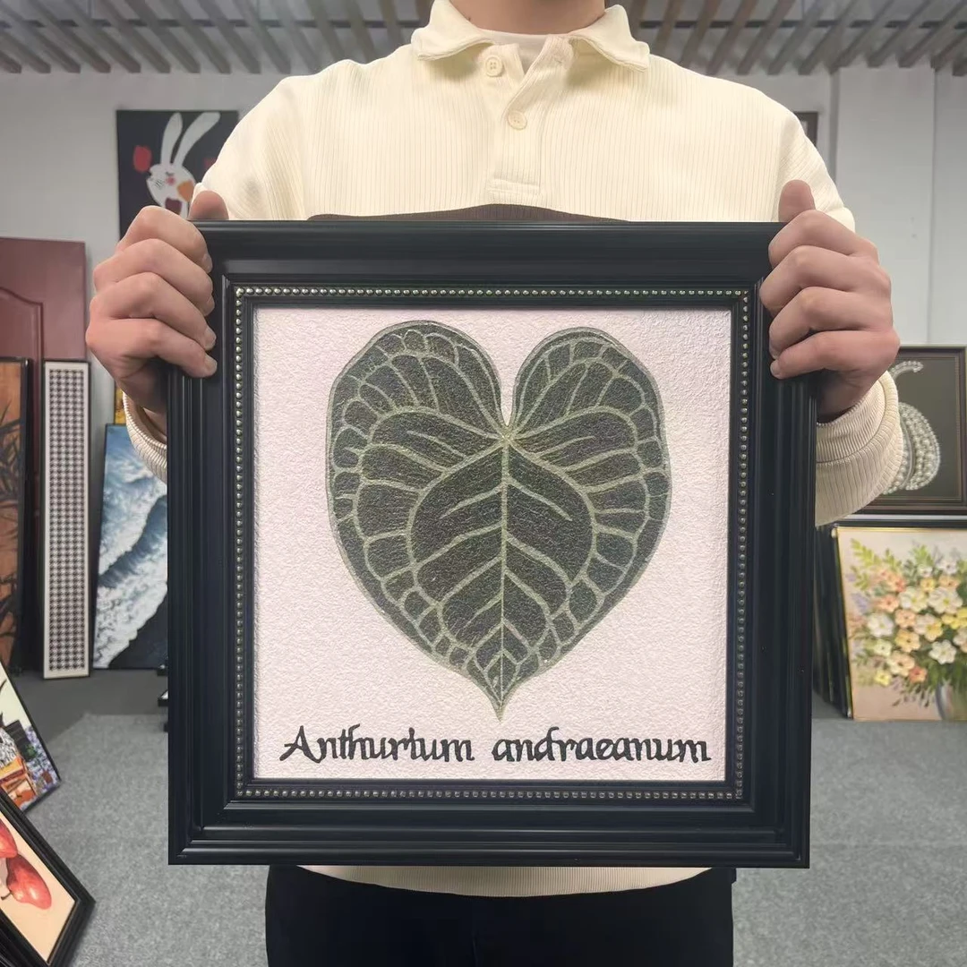 美式绿叶爱心客厅挂画沙发背景墙卧室装饰画方形壁画144