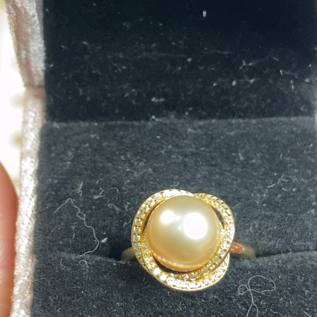 海水珍珠戒圈银S925镶嵌