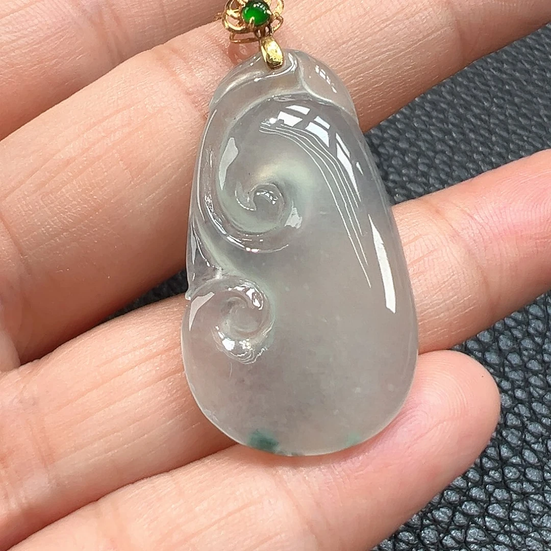 翡翠18K金镶嵌吊坠(不含链)如意