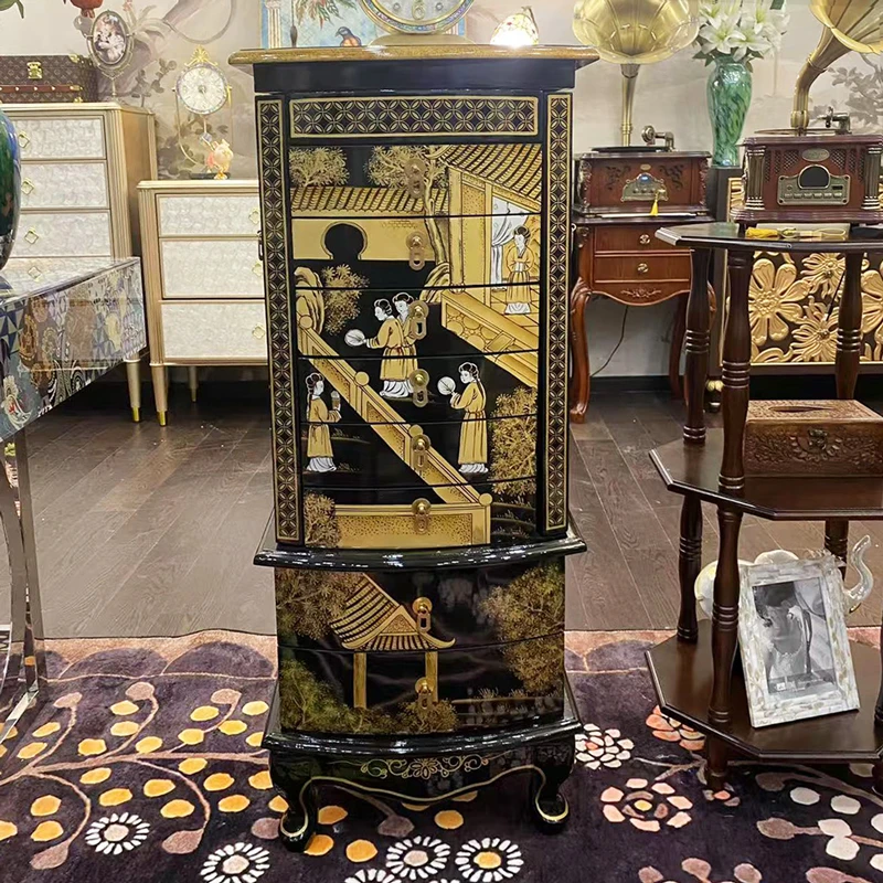 英国原单欧式彩绘仕女图餐厅珠宝柜边柜HY-23629