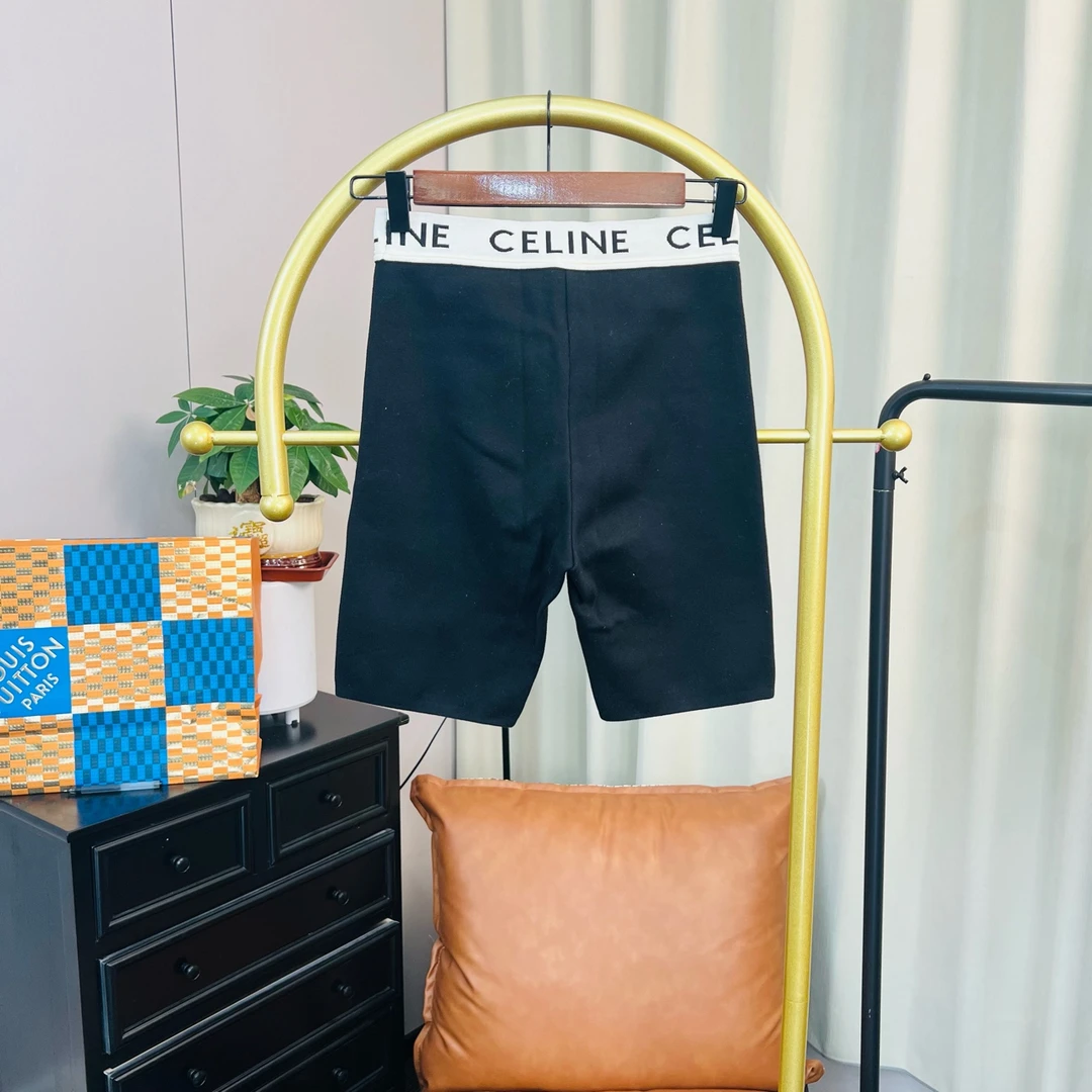 99新 Celine/思琳  黑色腰间logo骑行裤 XS码