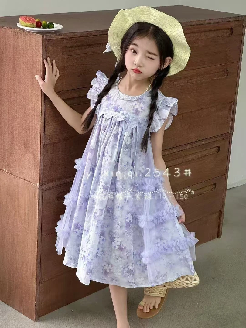 【君姐严选】2025夏季女童连衣裙洋气时髦可爱公主棉布裙带草帽