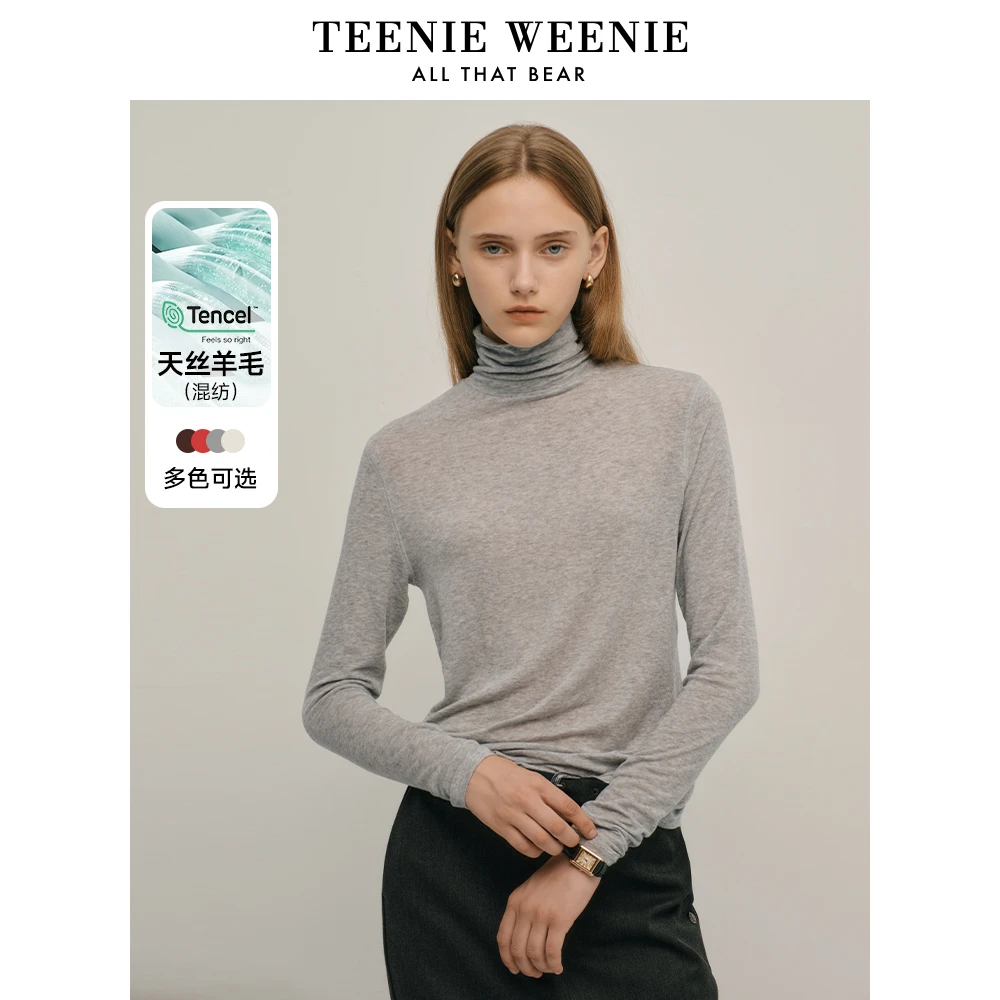 【达人专属】TeenieWeenie小熊天丝绵羊毛25高领T恤女装TTLA248T17H