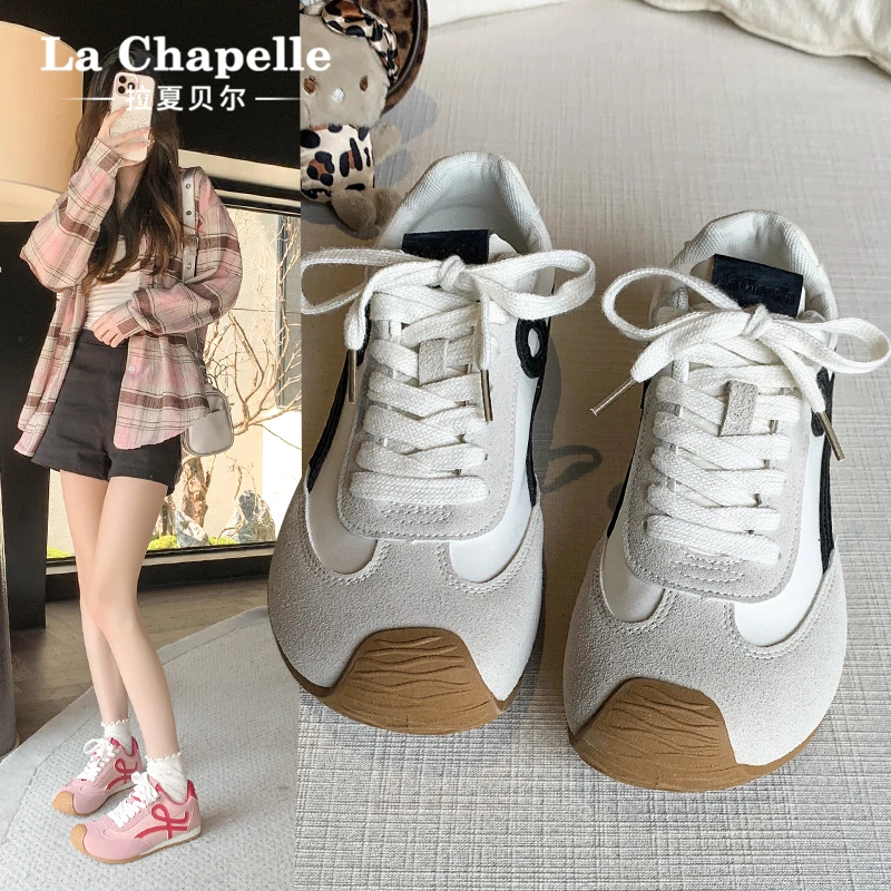 拉夏贝尔芒果头德训鞋女2025新款夏季爆款时尚阿甘鞋厚底运动板鞋