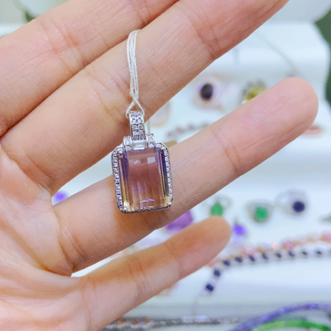 吊坠(不含链)银S925镶嵌水晶