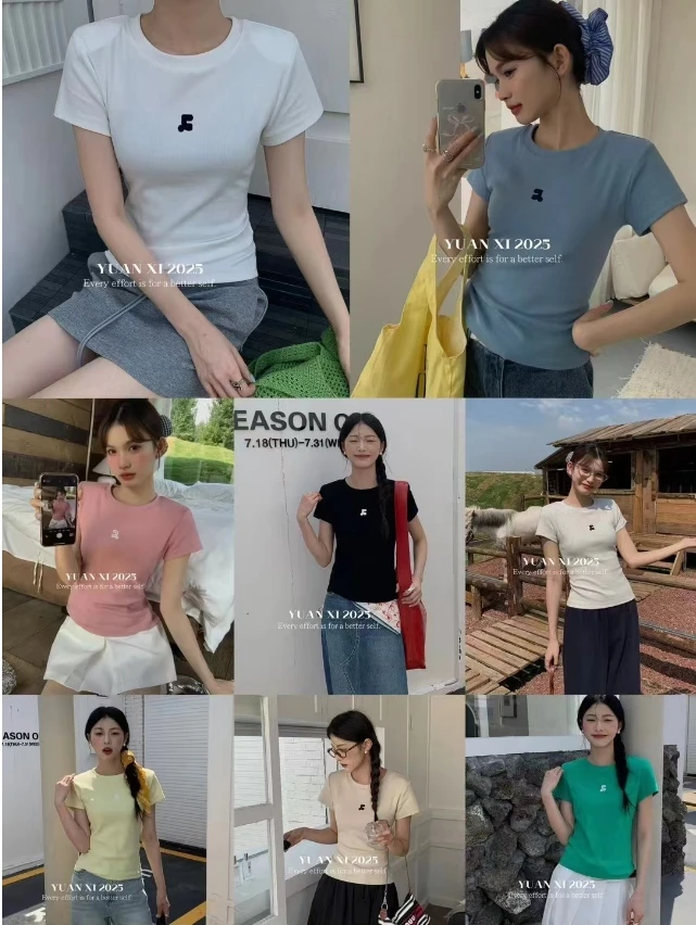 温柔瑶-元熙#韩版显瘦百搭简约短袖T#8231