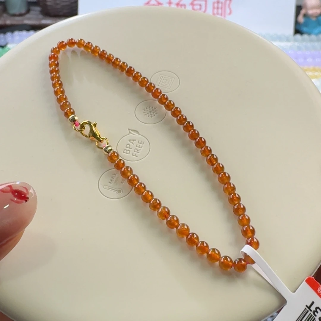 翡翠手链未镶嵌冰红翡小米珠3mm