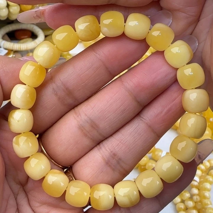 手链蜜蜡未镶嵌金白老型手串