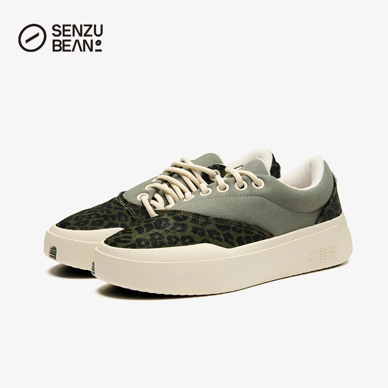 SENZU BEAN Slant era绿豹纹板鞋曹芳SZB仙豆男女运动休闲低帮鞋