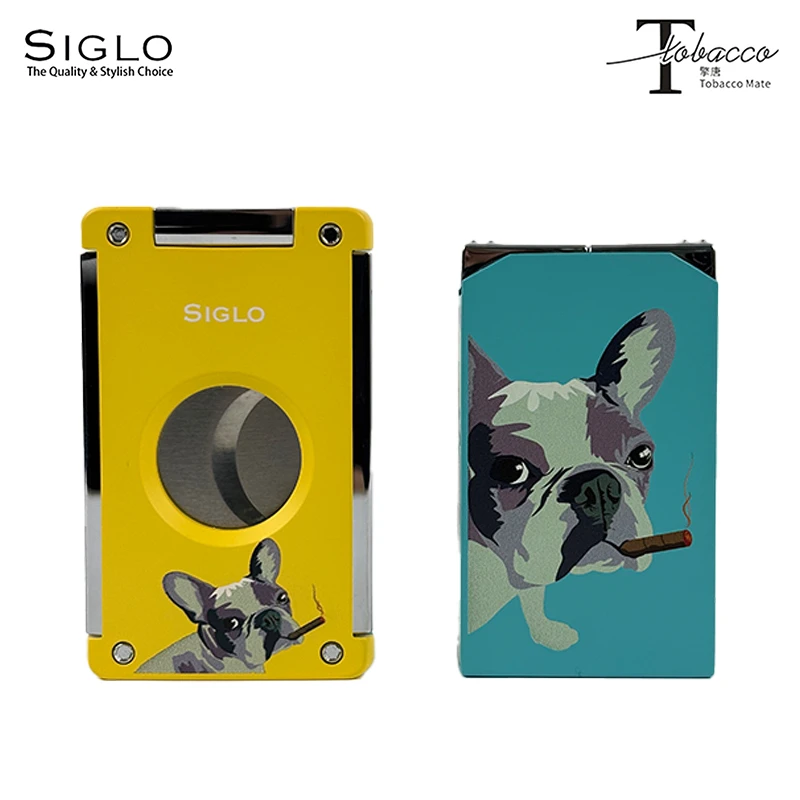 官方正品香港世纪Siglo狗年雪茄打火机套装软火直冲两用充气高档