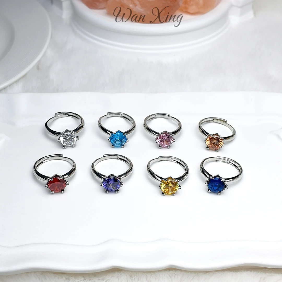 铜合金锆石戒指 甜女银色指环时尚镶嵌银色对戒情侣碎冰冰