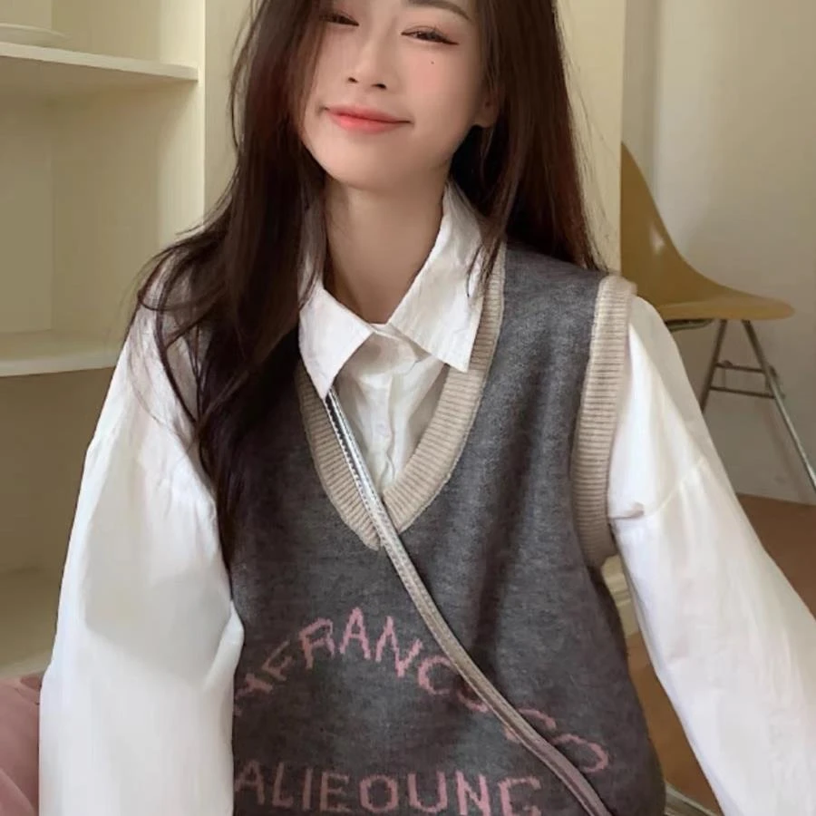 【超百搭叠穿神器】软糯针织英文马甲-苋 12340(331)