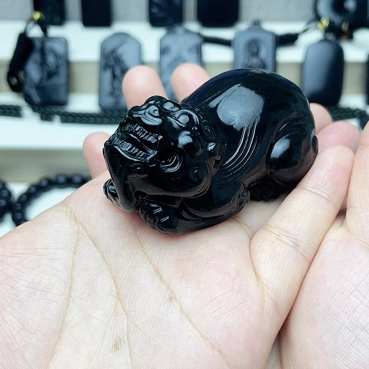 未镶嵌手链和田玉（青玉）银**钓貔貅