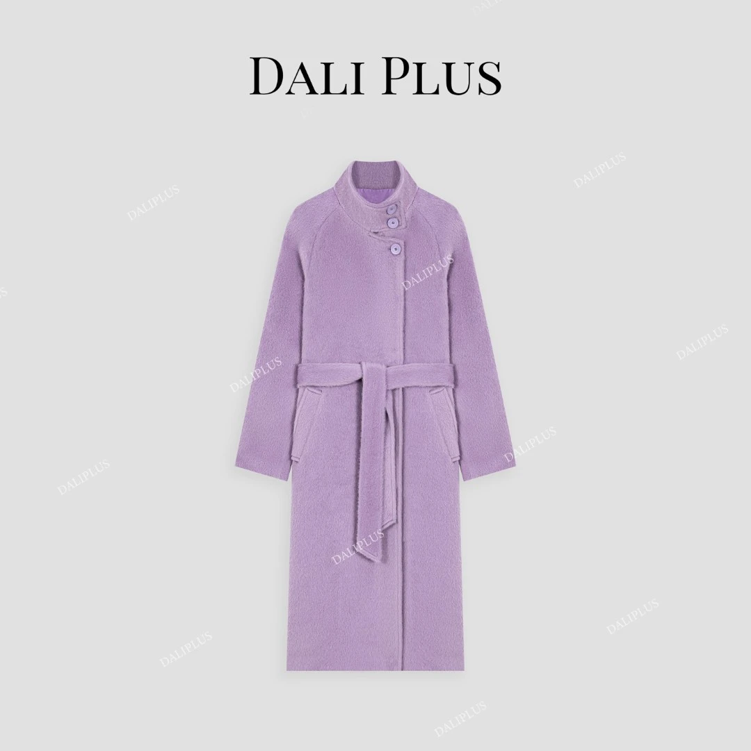 DALI PLUS【苏力羊驼毛】高级感优雅浪漫紫色单面呢大衣-D4MM0739
