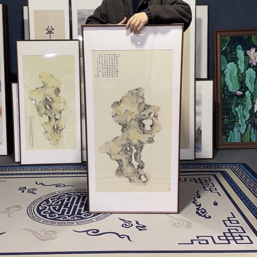 国画手绘画作品带框60/120