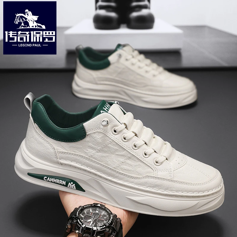 传奇保罗休闲男鞋2025春季潮流爆款男式时尚透气板鞋运动厚底潮鞋