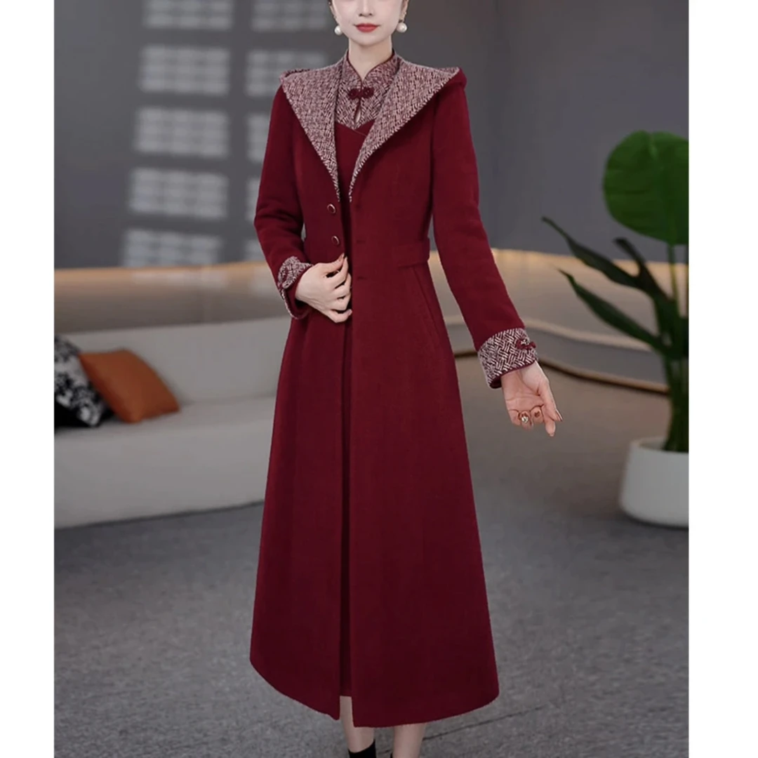 【外套+连衣裙】DBF-25B322MJ新款加厚内胆夹棉连帽减龄两件套裙