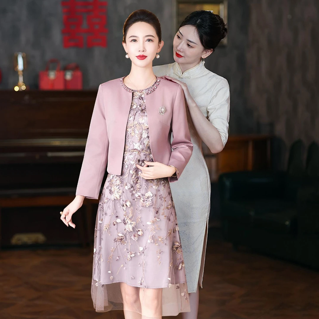 CUT KISS喜婆婆婚宴装2025秋新款两件套高贵年轻婚礼妈妈结婚礼服