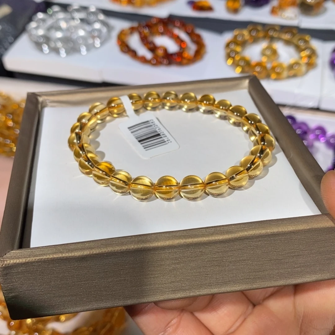 水晶未镶嵌手链天然巴西暴力黄黄水晶手链