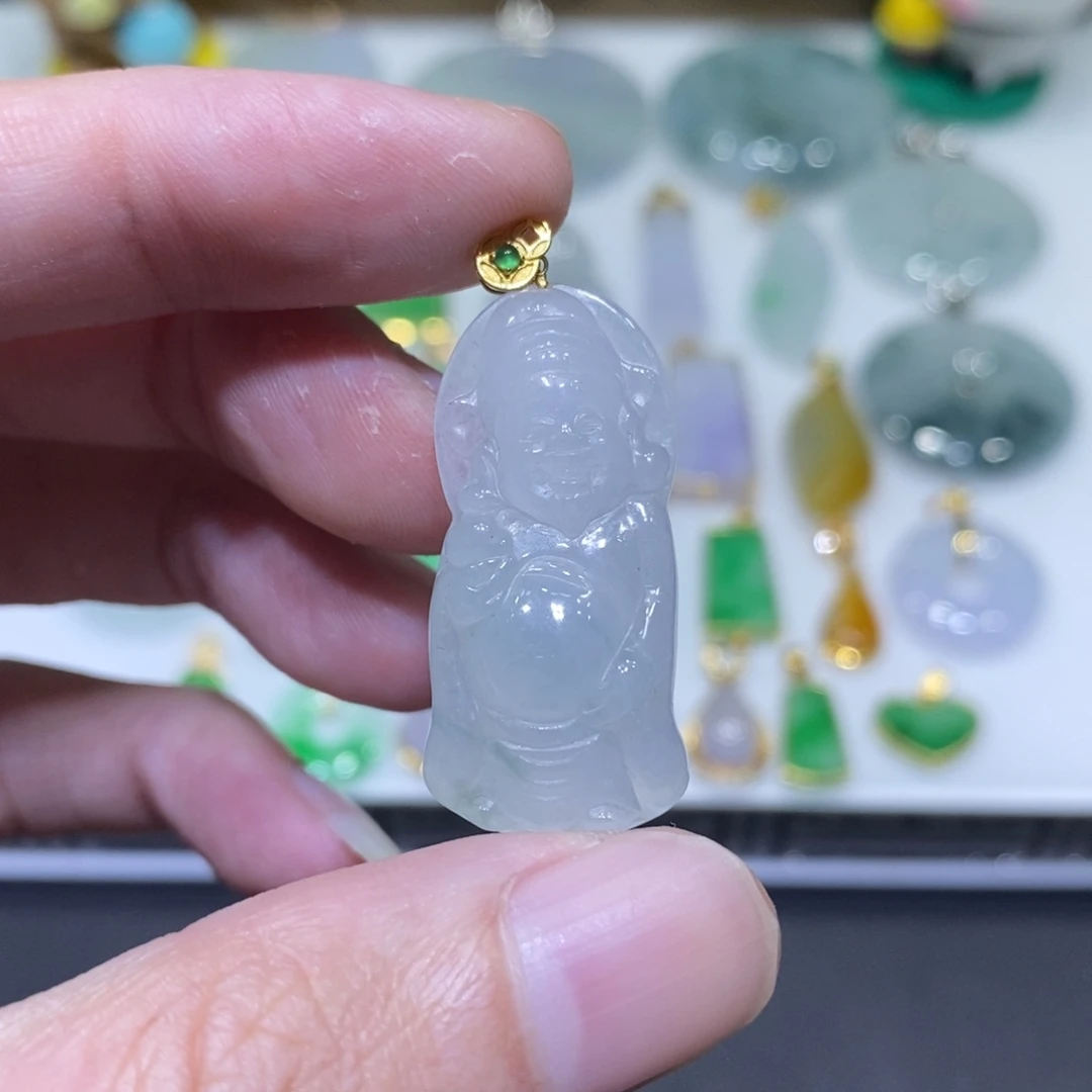 翡翠18K金镶嵌吊坠(不含链)