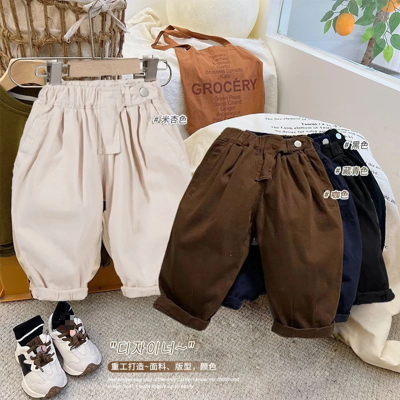 女童裤子新款男童春秋老爹裤洋气新款宝宝宽松休闲裤小童