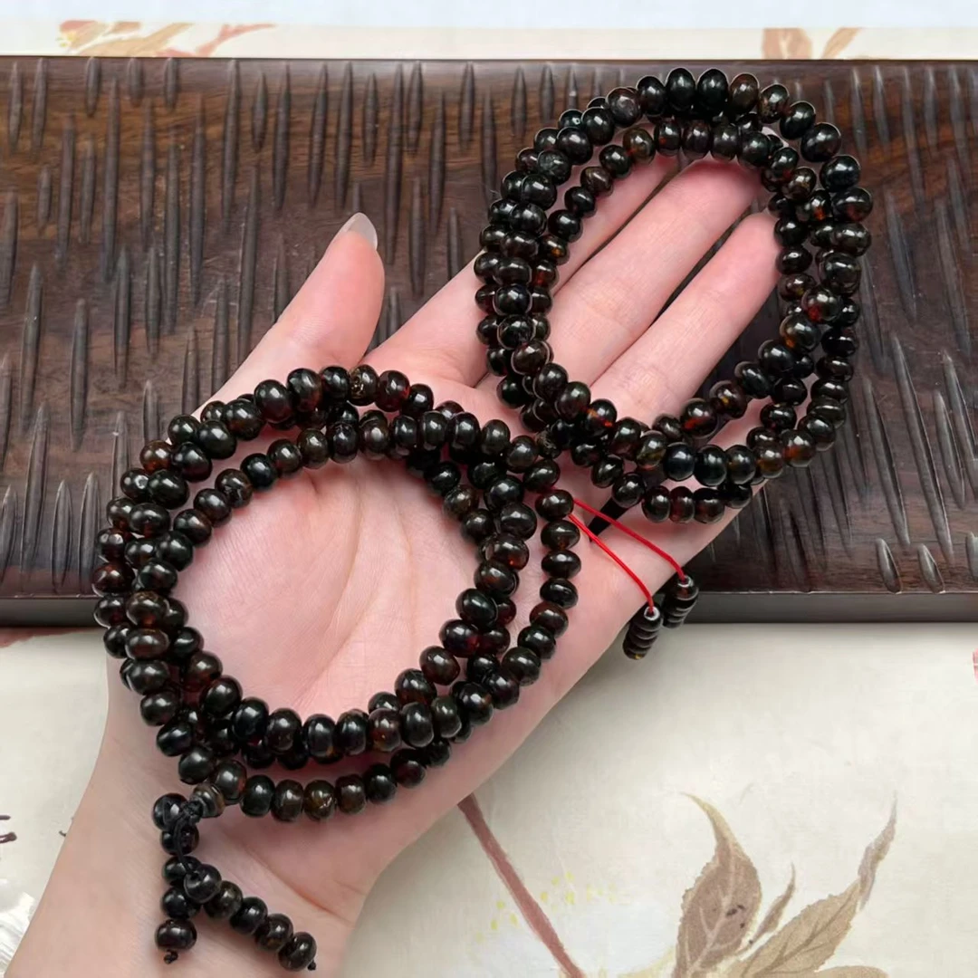 【北野珠宝】天然抚顺琥珀翳珀项链-B166H-206多样性发一7mm