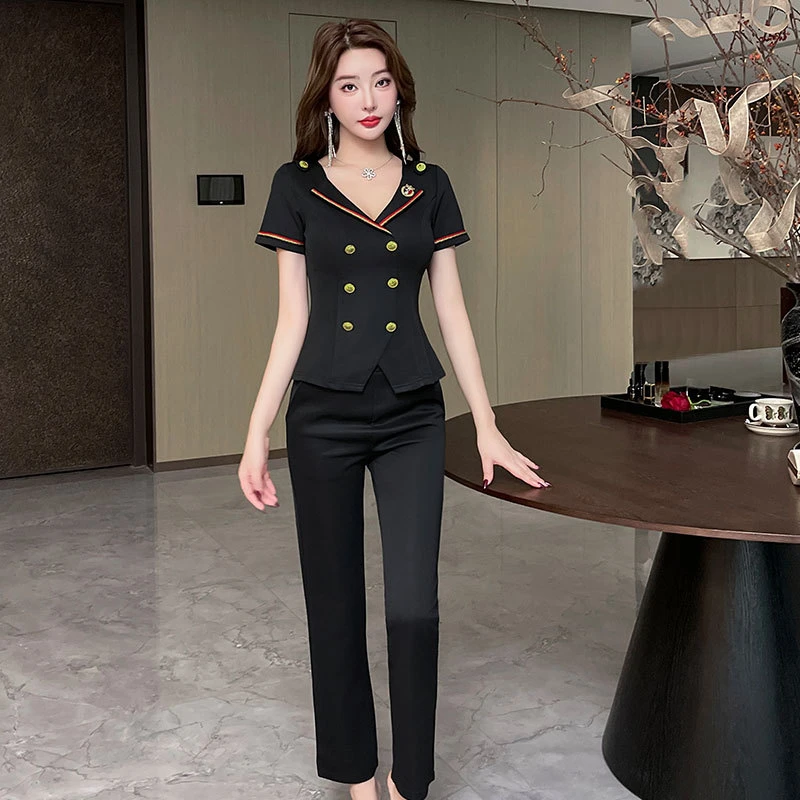 2025新款美容院桑拿按摩SPA柔式水疗足浴技师工作服套装裤两件套