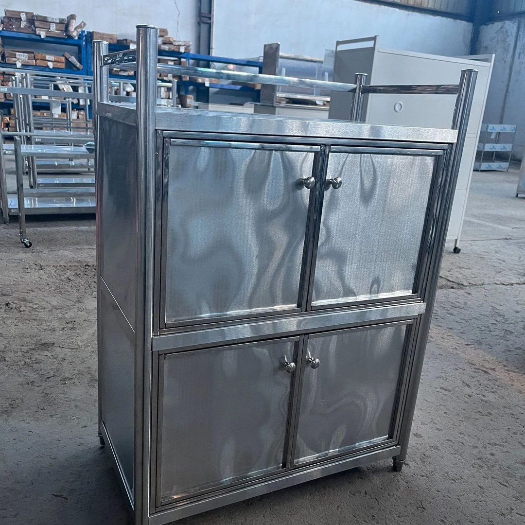 33号瑕疵70*40*95三层2门不锈钢带门置物架 70*4