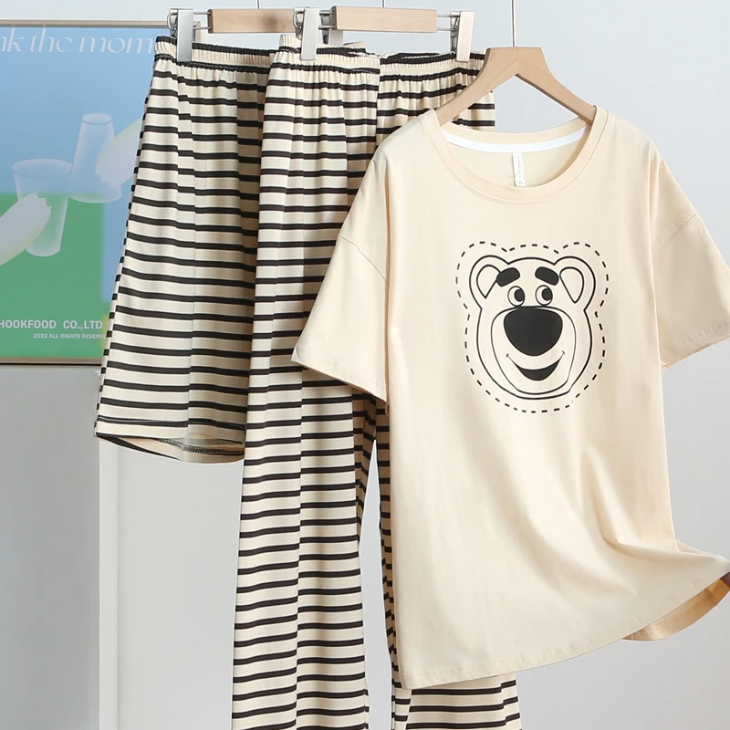 2025夏季新款男童睡衣三件套短袖宽松中大童初中生家居服套装