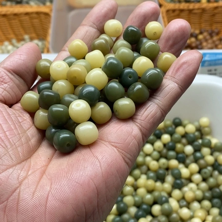 白玉菩提吊坠10-9青提桶珠200颗