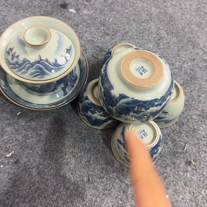 陶泥红山水6间套全