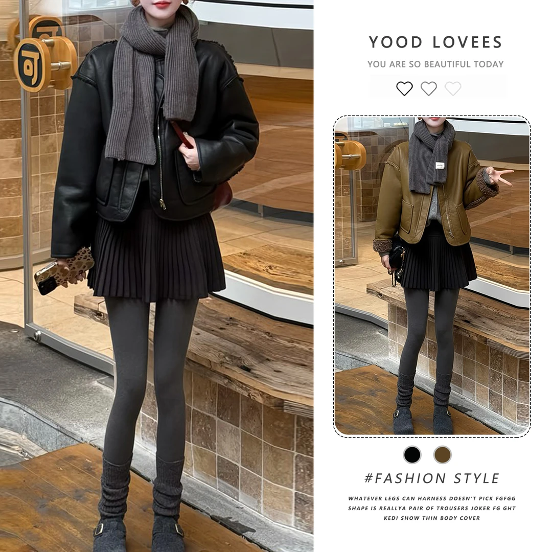 高级感机车风气质外套女2025冬季新款双面穿皮毛一体百搭圆领皮衣