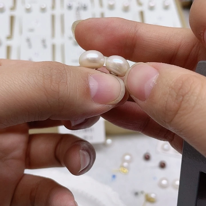 淡水珍珠耳饰银S925镶嵌瞌**熊