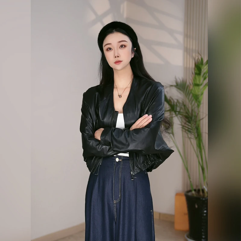 海宁新款气质真皮羊皮皮衣