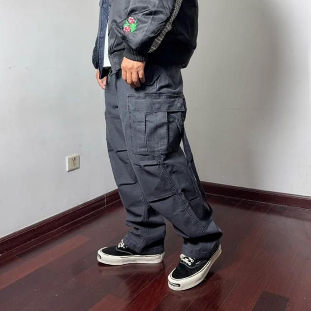 秋季新款日系复古M-65 多口袋水洗做旧宽松直筒Vintage男女工装裤