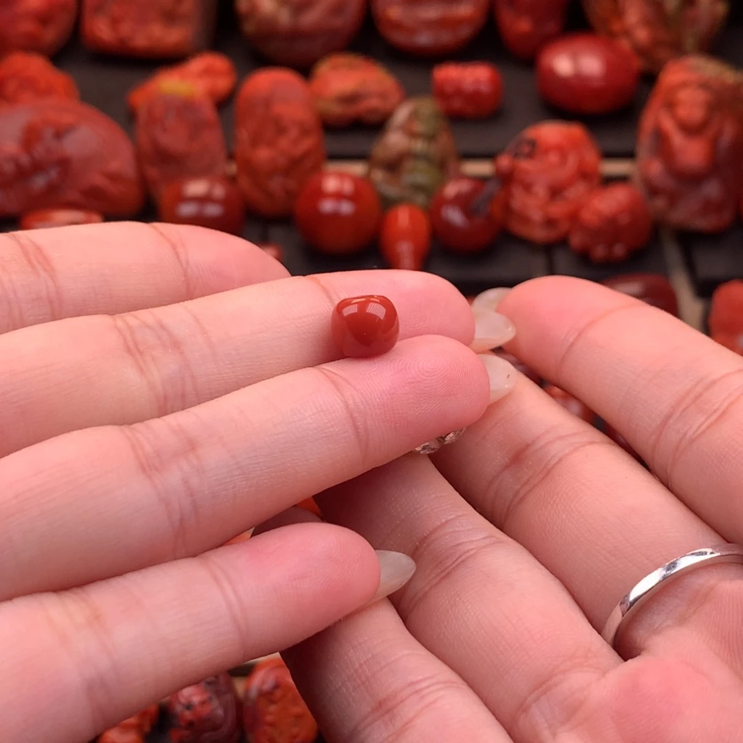 南红玛瑙未镶嵌川料原矿老型单珠8mm