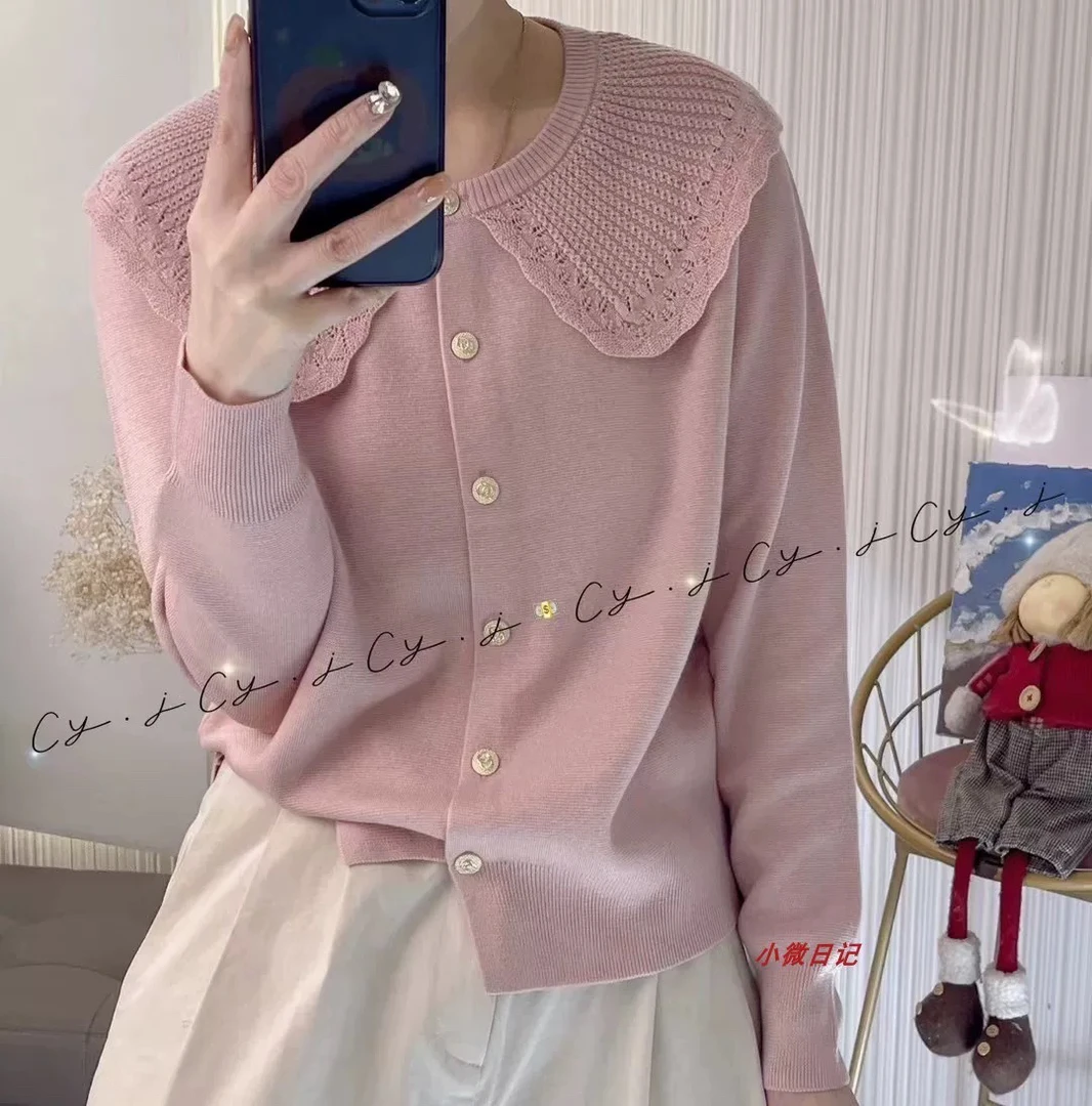 323款新款娃娃领羊毛衫开衫厚款