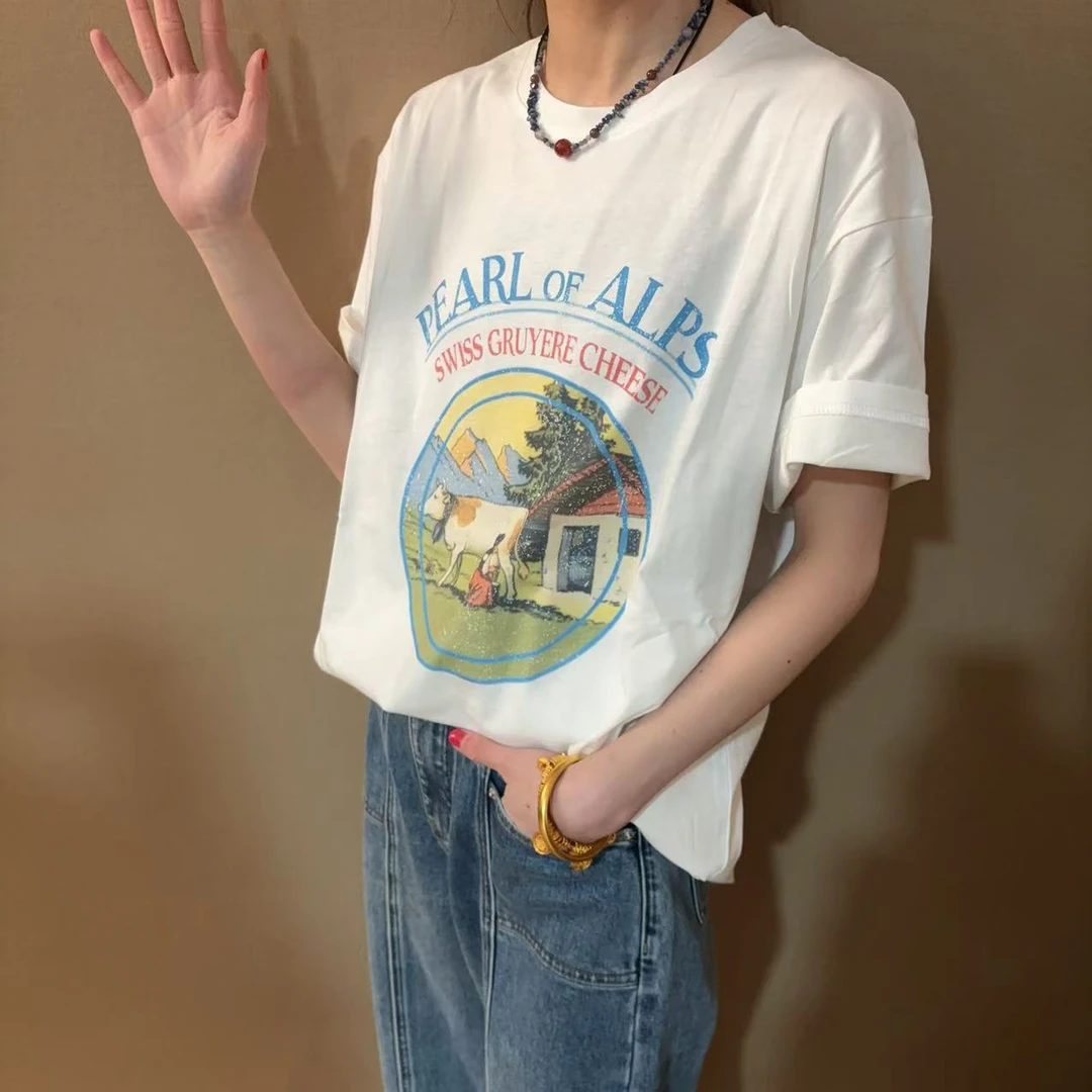 卡通田园印花百搭T恤