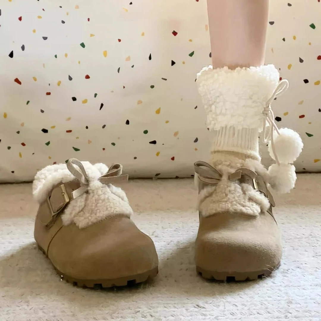 全包软底勃肯鞋女新款秋冬新款加绒雪地靴复古博肯单鞋保暖棉鞋子