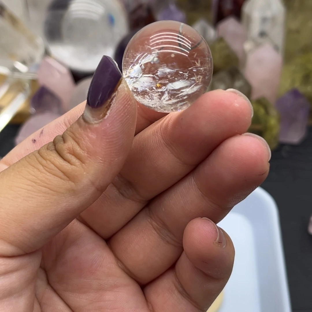 未镶嵌珠宝半成品水晶39 白水晶球爆彩24mm