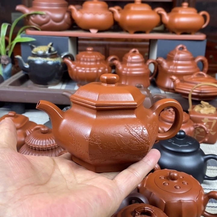 紫砂茶壶六方掇只260cc原矿赵庄朱泥特价